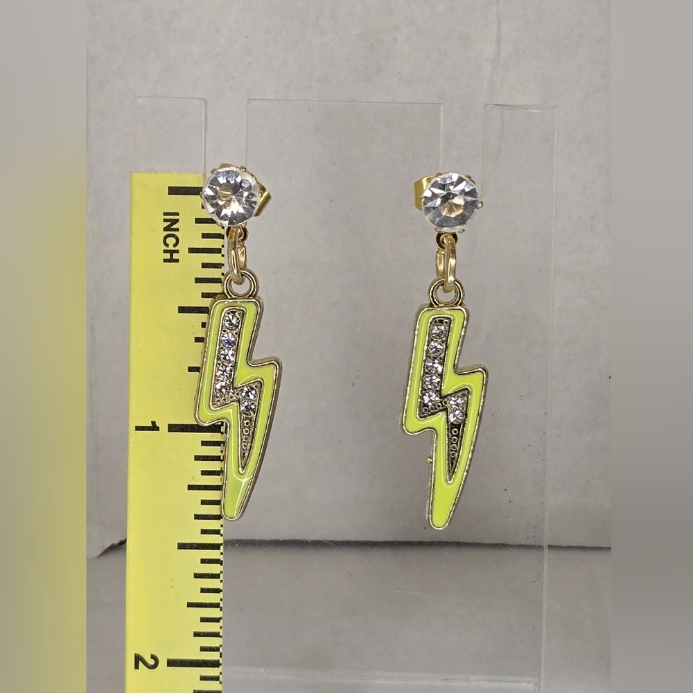 Lightning Bolt Earrings with Crystals